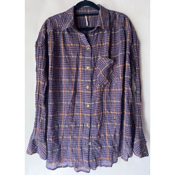 FREE PEOPLE BREAK MY STRIDE BUTTONDOWN TOP - PURPLE
PLAID Womens Size Small - Picture 3 of 11